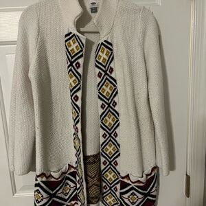 Old Navy White and Multicolor Cardigan